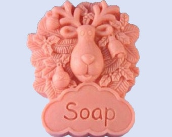 Molde de silicone de cervo 3D - 1 cavidades - moldes de sabão de silicone de cervo molde de gesso molde de chocolate molde de vela de cervo molde de sabão de natal molde de animais
