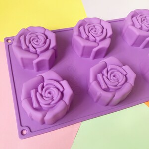 Rose Silicone Soap Mold 6 cavities Rose soap mold flower silicone molds plaster mold Ice mold silicone mold chocolate mold image 7