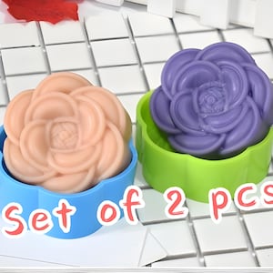 Juego de 2 moldes de silicona con forma de flor: moldes de silicona con forma de flor para jabón, moldes de yeso, moldes de chocolate, moldes de velas con forma de flor, moldes de jabón con forma de rosa