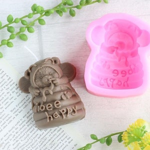 3D Honey Bear Silicone Mold - 1 cavities - bear silicone soap molds plaster mold chocolate mold horse candle mold soap mold animals mold