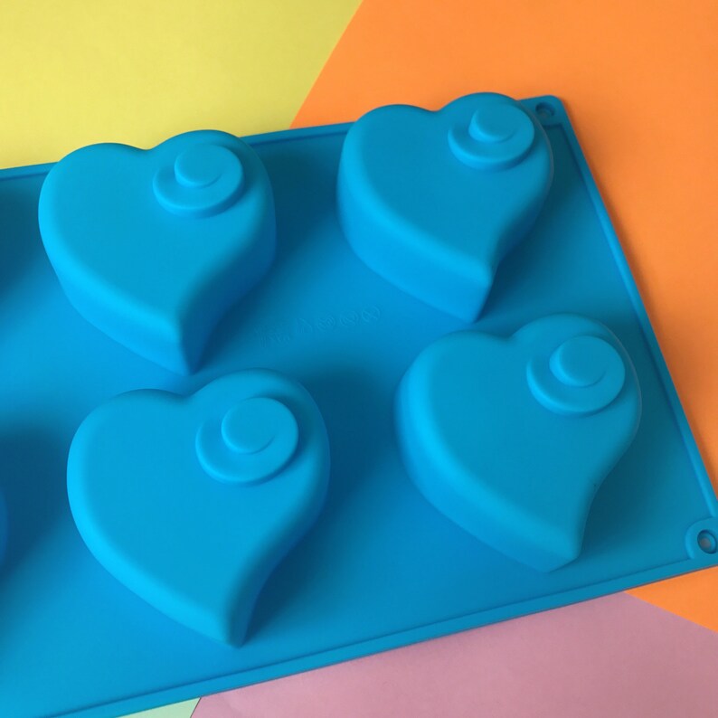 Hearts Silicone Soap Mold 6 Cavities Hearts Soap Mold Etsy