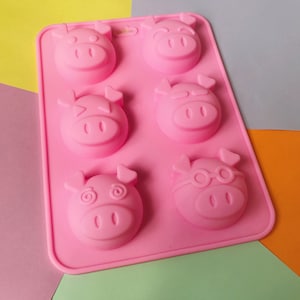 Piggy Silicone Soap Mold - 6 cavities - Animal pig soap mold silicone molds plaster mold Ice mold silicone mold chocolate mold