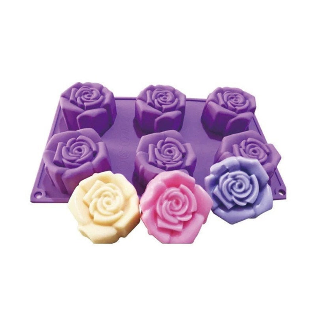 Rose Silicone Soap Mold 6 Cavities Rose Soap Mold Flower Silicone Molds
