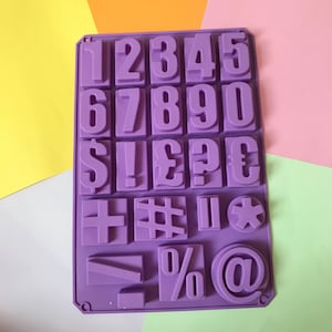 Molde de silicona para jabón con números y símbolos (23 cavidades), molde de silicona para jabón con letras, molde de yeso, molde de silicona para hielo, molde de chocolate