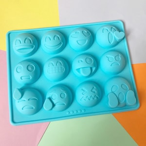 Mini Emoji Silicone Soap Mold - 12 cavities - Circle soap mold silicone molds plaster mold Ice mold chocolate mold