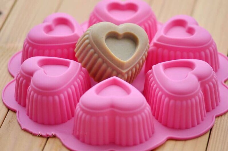 Large Hearts Silicone Soap Mold 6 Cavities Hearts Soap Etsy
