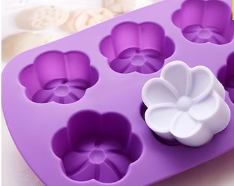 Flower Silicone Soap Mold - 6 cavities - Flower soap mold silicone molds plaster mold Ice mold silicone mold chocolate mold