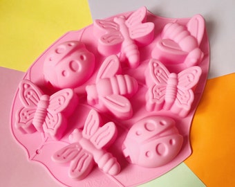 Dragonfly Butterfly Ladybug Insect Silicone Soap Mold - 8 cavities - soap mold silicone molds plaster mold Ice mold chocolate mold