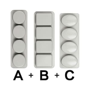 Set of 3 Basic Shape Molds - 4 cavities per mold - Circle silicone soap mold, oval silicone mold, rectangle silicone mold circle mold
