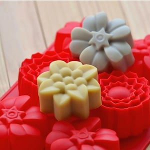 Molde de silicona para jabón con forma de flor, tamaño grande (6 cavidades), para jabón de flores, moldes de silicona, molde de yeso, molde de hielo, molde de silicona, molde de chocolate.