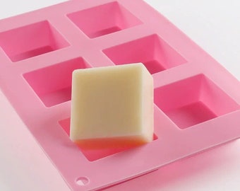 Square Silicone Soap Mold - 6 Cavities, DIY Crafting