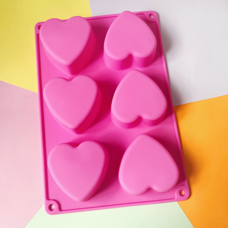 Heart Silicone Soap Mold 6 Cavities Hearts Soap Mold Etsy