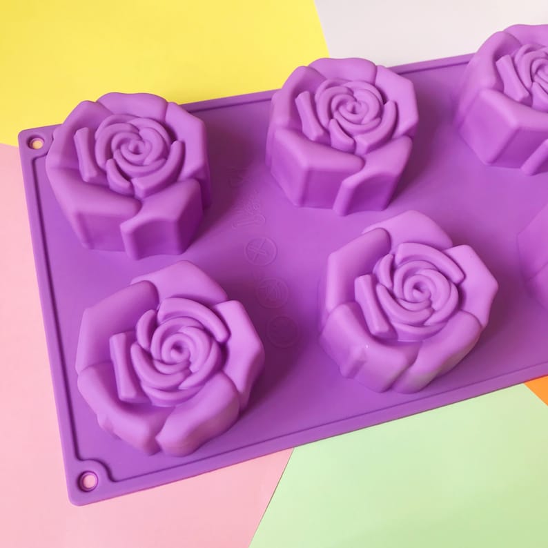 Rose Silicone Soap Mold 6 cavities Rose soap mold flower silicone molds plaster mold Ice mold silicone mold chocolate mold image 5