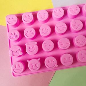 Mini Emoji Silicone Soap Mold - 28 cavities - Circle soap mold silicone molds plaster mold Ice mold chocolate mold