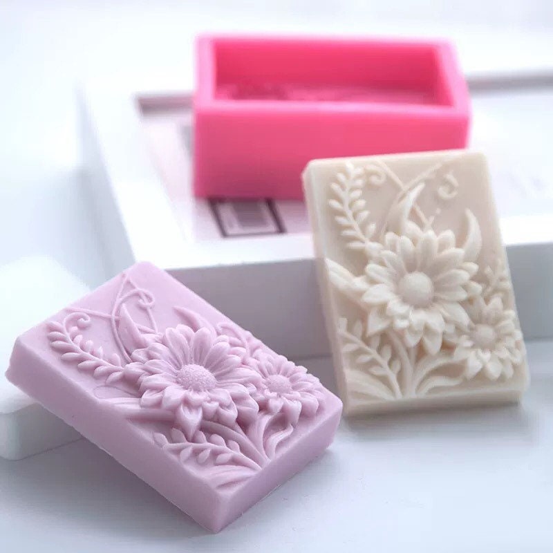 1PCS PandaHall Rose Loaf Mold, Flower Silicone Soap Molds 3D Embossed  Crafts Mould Rectangle Resin Casting Molds for Handmade Craft UV Resin Soap