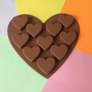 Heart Silicone Chocolate Mold - 10 cavities - hearts soap mold silicone molds plaster mold Ice mold chocolate mold