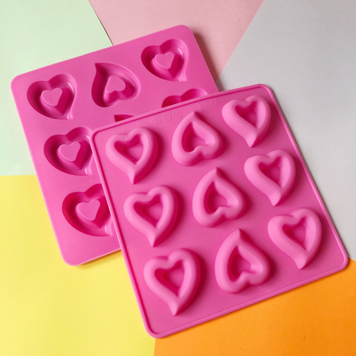 Heart Silicone Soap Mold 9 cavities Hearts soap mold Etsy