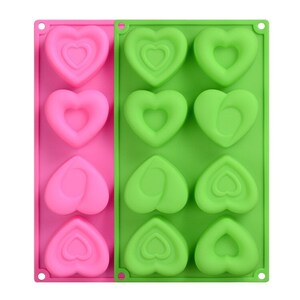 3 Styles Hearts Silicone Soap Mold - 8 cavities - Hearts soap mold silicone molds plaster mold Ice mold silicone mold chocolate mold