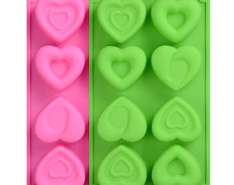 3 Styles Herzen Silikon Seifenform - 8 Mulden - Herzen Seifenform Silikonformen Gipsform Eisform Silikonform Schokoladenform