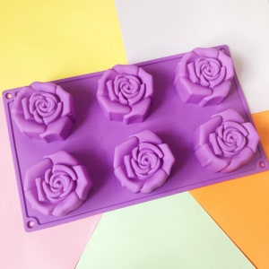 Rose Silicone Soap Mold 6 cavities Rose soap mold flower silicone molds plaster mold Ice mold silicone mold chocolate mold image 6