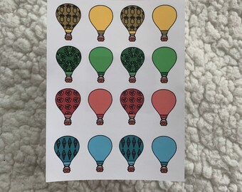 Hot Air Balloons Sticker Sheet | For Bullet Journals, Planners, Notebooks, Penpals, and more!