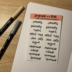 2023 Style | Months of the Year Calligraphy Headers | For Bullet Journals, Planners, Notebooks, Penpals, and more!