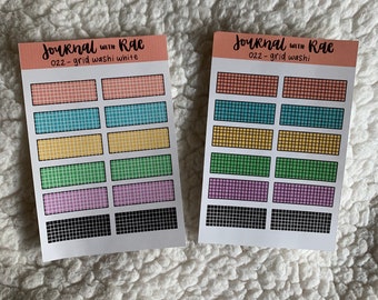 Grid Washi Tape Sticker Sheet | For Bullet Journals, Planners, Notebooks, Penpals, and more!