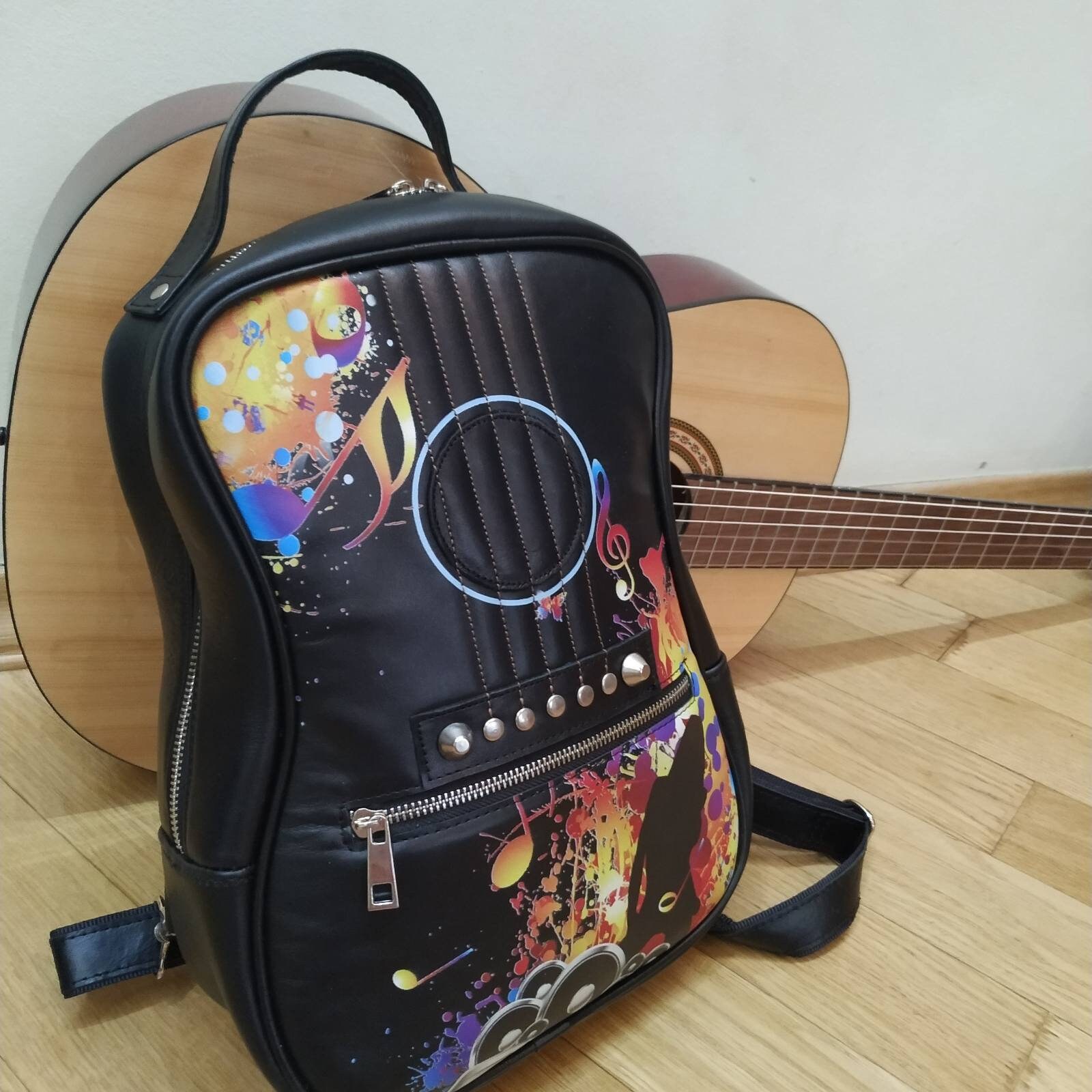 Unusual Black Guitar Shape Bag Rock'n'roll Backpack Etsy