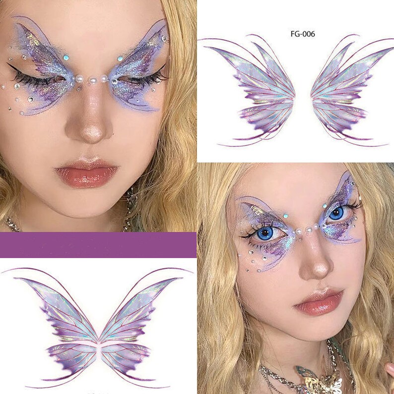 Shiny Butterfly Face Tattoo Sticker Etsy