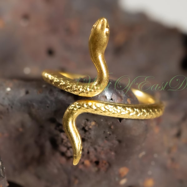Gold Snake Ring, Serpent Band, Adjustable, Animal Gothic jewelry, boho delicate gift for her