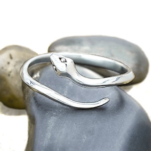 Sterling Silver Snake Ring, Serpent ring, Adjustable Jewelry, Stacking minimalist ring, snake band, Gothic ring, Summer, jewelry gift