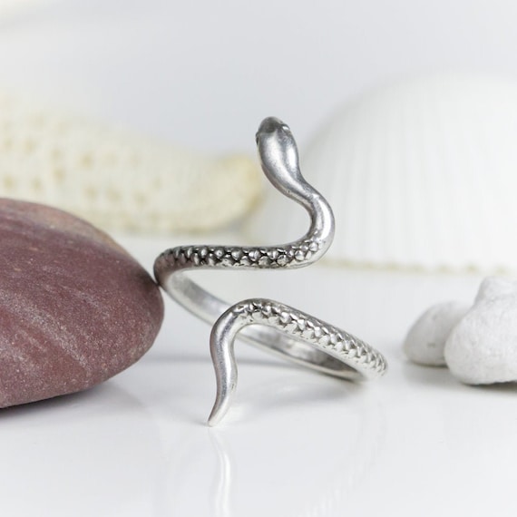 Silver Snake Ring, Serpent Ring, Adjustable snake band, Animal Jewelry Stacking Boho Midi for Her, Next day low shipping, FREE gift box