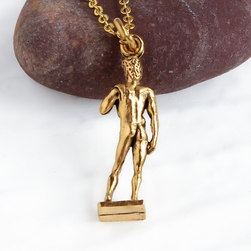 David Statue Necklace Gold David Boho Layering Pendant Etsy