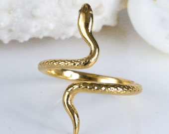 Gold Snake Ring, Snake jewelry, Serpent Band, Adjustable ring, Animal jewelry, boho pinky knuckle delicate ring,  Gothic ring, for her