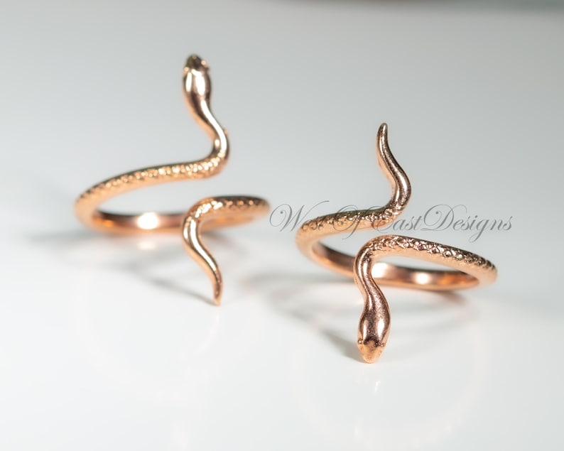 Rose Gold Snake Ring, Serpent Band, Adjustable, Pinky, Delicate, Gothic ...