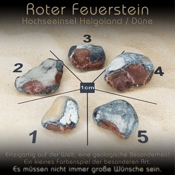 Roter Feuerstein, Helgoland / Helgoländer Düne, Roter Flint, Wohndekor, Sammelobjekt, Rarität