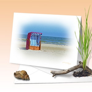 Sedia da spiaggia, biglietto di auguri, stampa d'arte, acquerello digitale