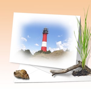 Leuchtturm Hörnum auf Sylt, Glückwunschkarte, Kunstdruck, digitales Aquarell