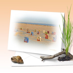 Sedie da spiaggia, biglietto di auguri, stampa d'arte, acquerello digitale