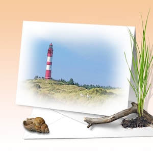 Faro di Amrum, biglietto di auguri, stampa d'arte, acquerello digitale