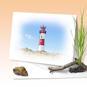 Vuurtoren "List-Ost", Lijst op Sylt, wenskaart, kunstprint, digitale aquarel