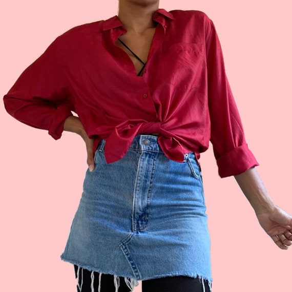 Vintage Saint Germain Silk Bergundy Blouse