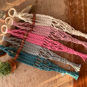 SMALL Macrame Plant Hanger / Plant Holder / Plant Hanger / Ceiling Plant / Hanging Plant / Beaded Plant Hanger / Knotted Plant Hanger