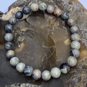 Bracciale elastico da uomo e da donna in pietra preziosa naturale, perline di DIASPRO PICASSO da 8 mm