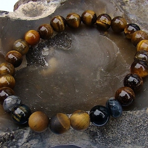 Natural Gemstone Men&#39;s Women&#39;s Bracelet 8mm TIGER EYE, Labradorite beads