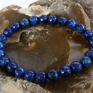Men Women Gemstone Bracelet Blue Sesame Jasper Beads Gift Jewelry