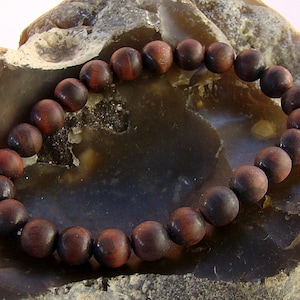 Pulsera de piedras preciosas de ojo de tigre rojo con cuentas elásticas de 8 mm