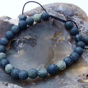 Natural Gemstone Men&#39;s Women&#39;s Macrame Bracelet 8mm Russian Serpentine beads