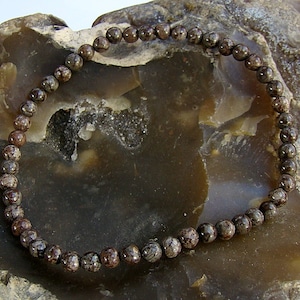 Delicate Gemstone Men&#39;s Women&#39;s Beaded Bracelet 4mm Snowflake obsidian beads