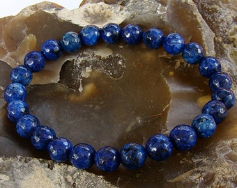 Men Women Gemstone Bracelet Blue Sesame Jasper Beads Gift Jewelry